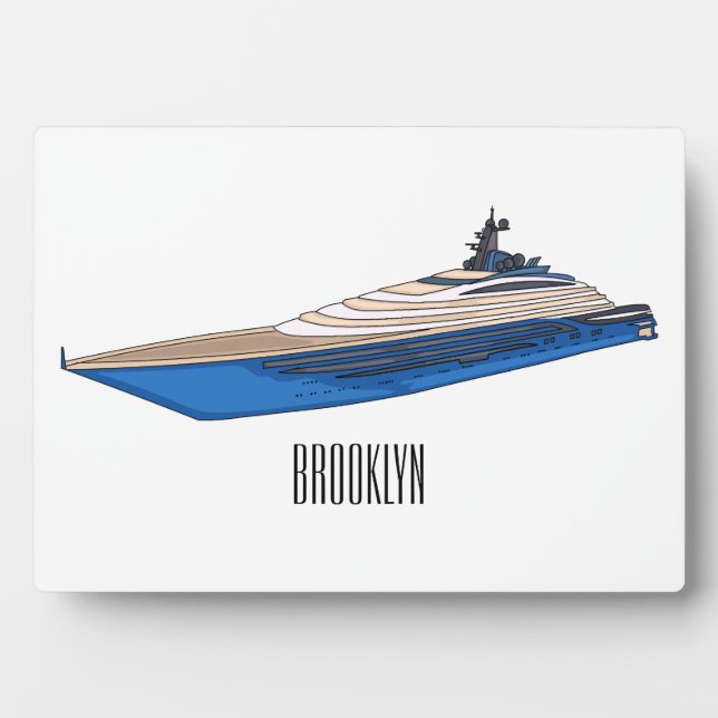 Yacht cartoon illustration  plaque (Front)