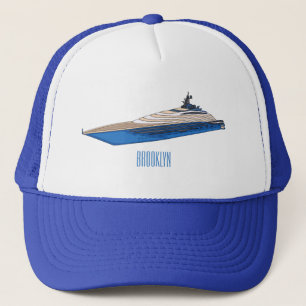 Yacht cartoon illustration  trucker hat