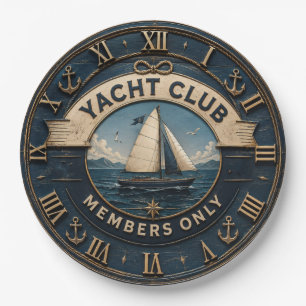 Yacht Club Nautical Sailing Club Coastal Decor Paper Plate