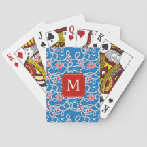 Yacht Club Royal Blue Monogram Playing Cards