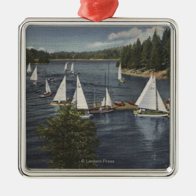 Yacht Club, Sailboat Race Metal Tree Decoration (Front)