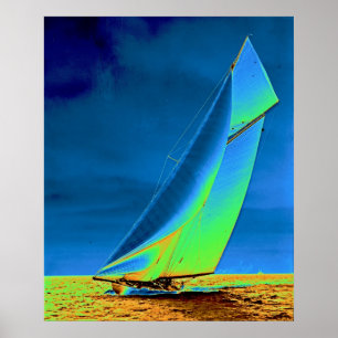 Yacht Columbia 1901 Colourized Poster