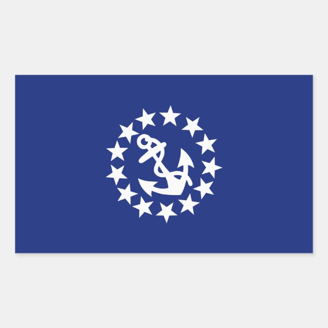 Yacht Flag Anchor Stars Symbol on Blue Rectangular Sticker (Front)