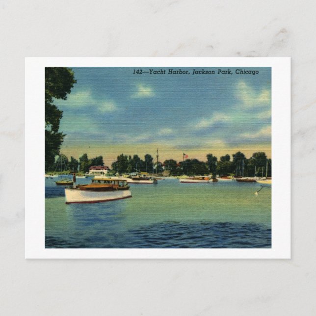 Yacht Harbour, Jackson Park, Chicago Vintage Postcard (Front)