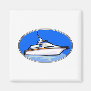 Yacht in Oval Magnet