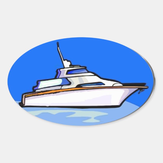 Yacht in Oval Sticker (Front)