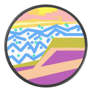 Yacht on Pink  Hockey Puck