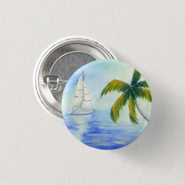 Yacht on the sea Palma 3 Cm Round Badge (Front & Back)