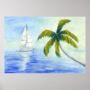 Yacht on the sea Palma Poster