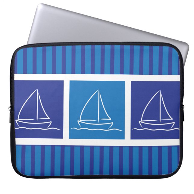 Yacht pattern laptop sleeve (Front)