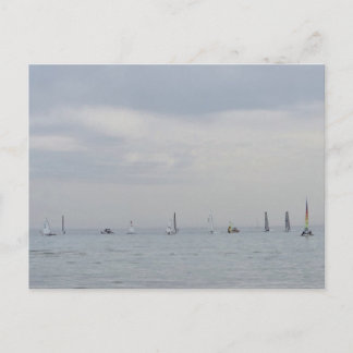 Yacht race boats in a line holiday postcard
