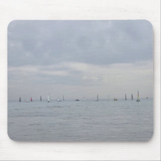 Yacht race boats in a line mouse pad