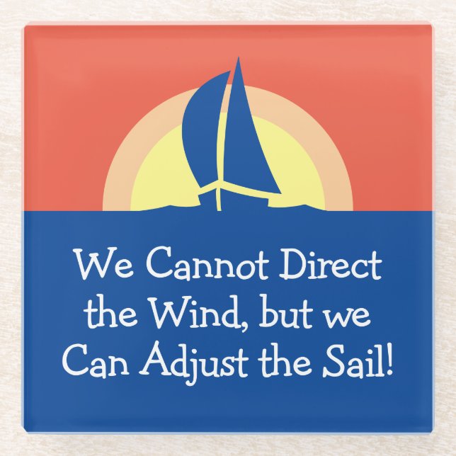 Yacht Racing Sailing With Sunset Glass Coaster (Front)