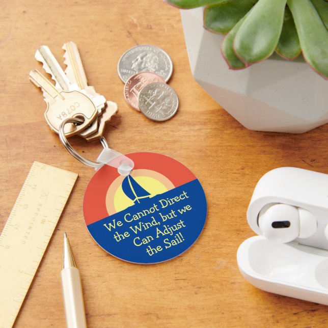 Yacht Racing Sailing With Sunset Key Ring (Desk)
