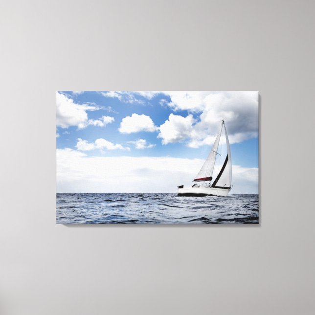 Yacht Sailing In Open Sea Canvas Print (Front)
