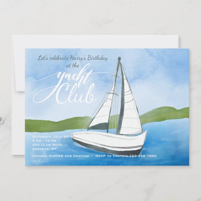 Yacht Watercolor Invitation (Front)