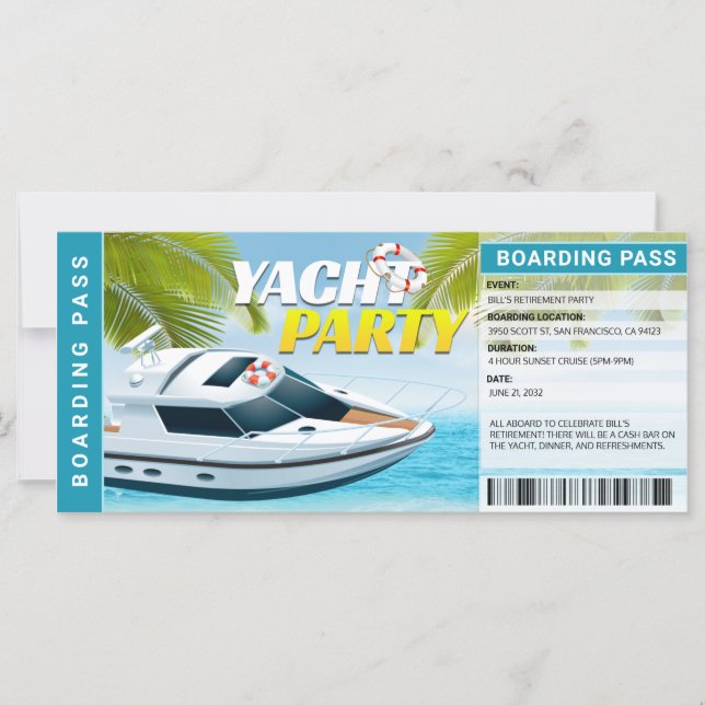 Yachting Boat Cruise Retirement Party Invitation (Front)
