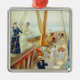 Yachting in the Mediterranean (by J.L. Stewart) Metal Tree Decoration