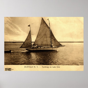Yachting on Lake Erie, Buffalo NY 1909 vintage Poster