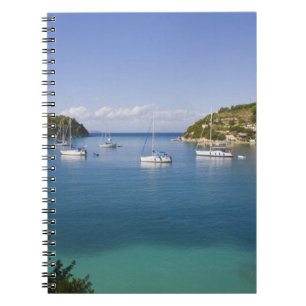 Yachts at anchor, Lakka, Paxos, Greece Spiral Notebook