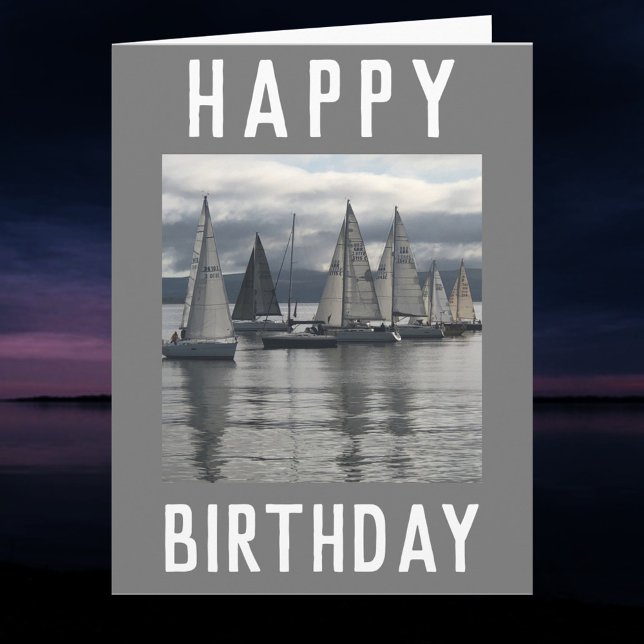 Yachts on a Silvery Sea in Scotland. Birthday Card (Creator Uploaded)