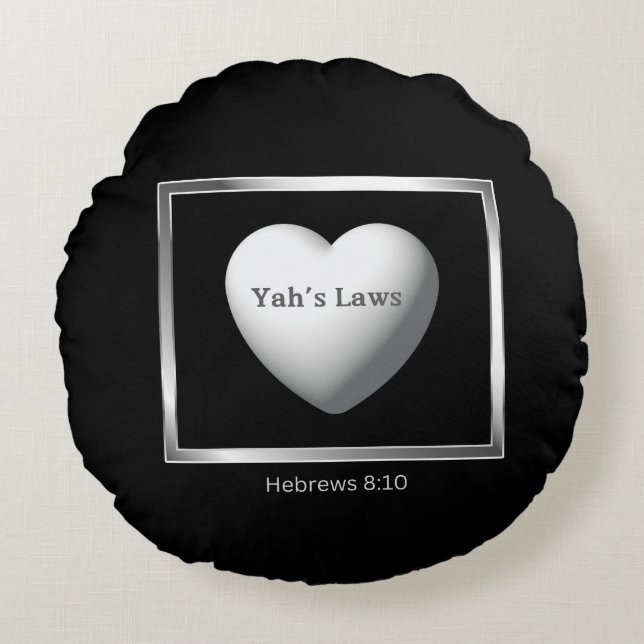Yah's Laws Written On Our Hearts Round Cushion (Front)