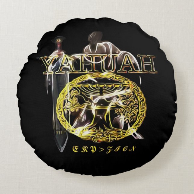 Yahuah-Name Above All Names 03 Royal Round Cushion (Front)