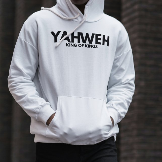 "YAHWEH" Cross White Christian Minimalist Hoodie (Creator Uploaded)