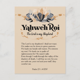 Yahweh Roi   Names of God Devotional Scripture  Postcard