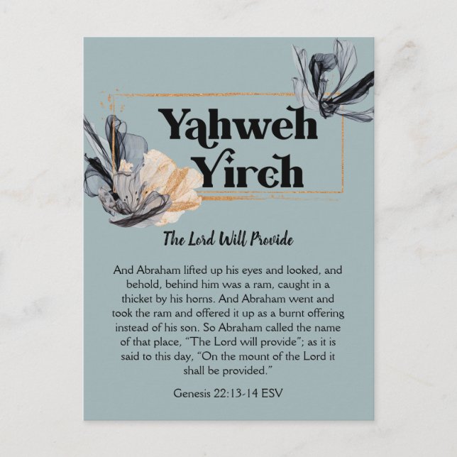 Yahweh Yireh | Names of God Devotional Scripture Postcard (Front)