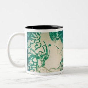 Yaie green monster try to persuade kitsune Two-Tone coffee mug