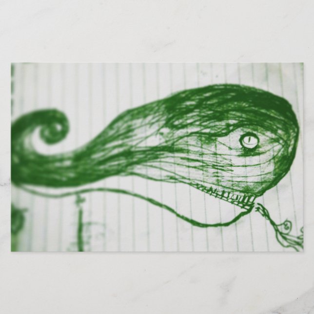 yaie green whale anime manga cartoon drawing  stationery (Front)