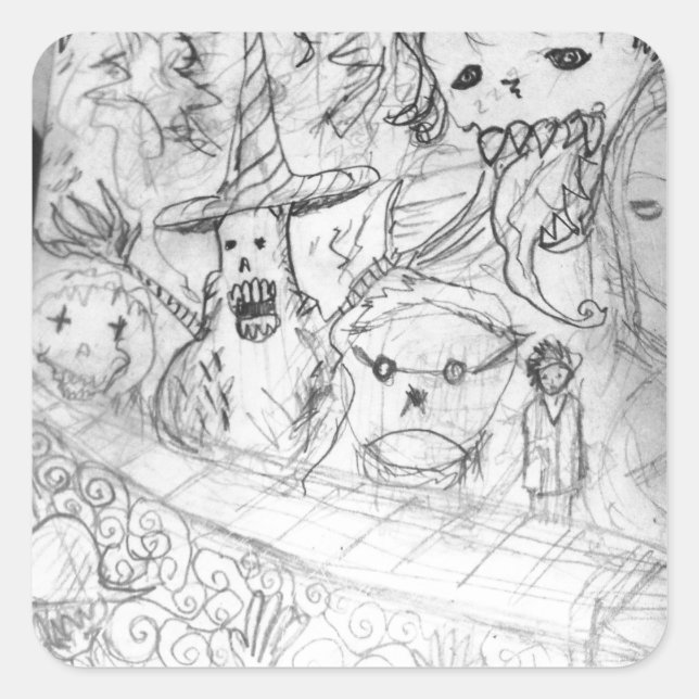 yaie monster manga anime square sticker (Front)