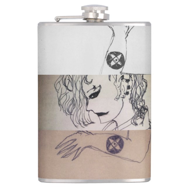 yaie symbol to change this world manga anime  hip flask (Front)