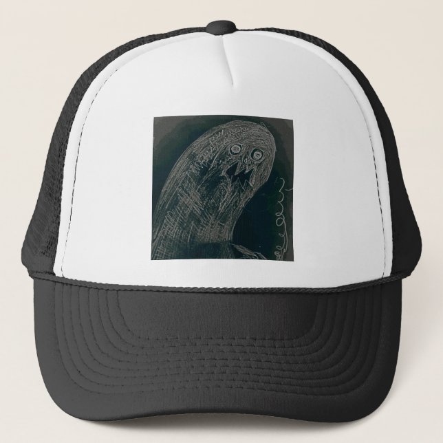 yaie worm drawing and your soul grow dark trucker hat (Front)