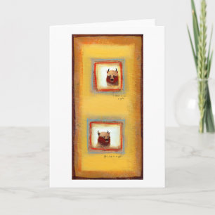 Yak art 2 yaks fun silly cute original painting card