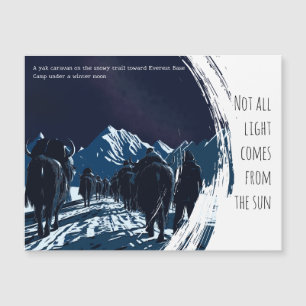 Yak Caravan Moonlit Everest Trail Magnetic Card