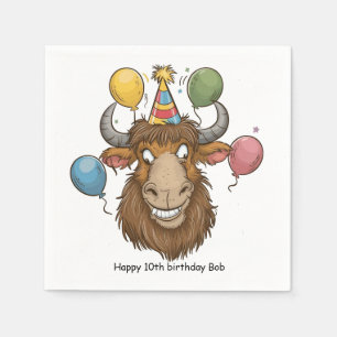 Yak head with ballloons cartoon napkin