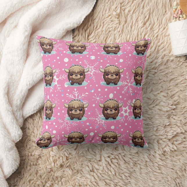 Yak Kawaii Purple Print Cushion (Blanket)