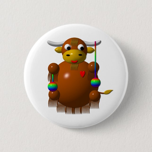 Yak playing with Yo-Yos 6 Cm Round Badge (Front)