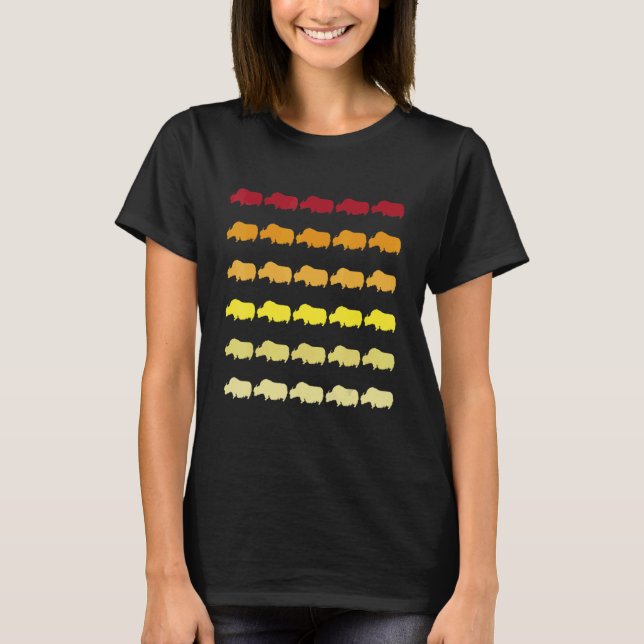 Yak Retro Animal Pattern T-Shirt (Front)