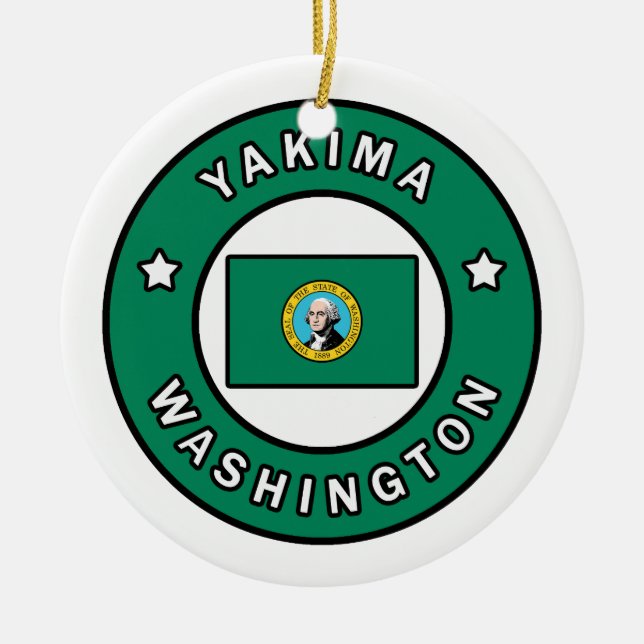 Yakima Washington Ceramic Tree Decoration (Front)