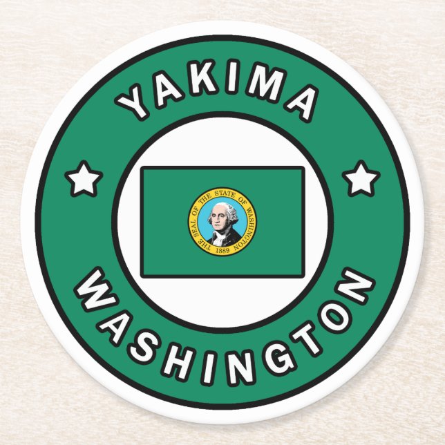 Yakima Washington Round Paper Coaster (Front)