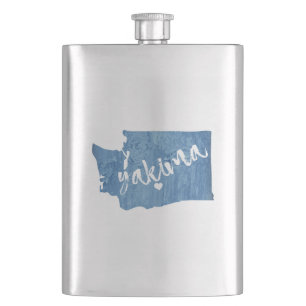 Yakima Washington Wood Grain Hip Flask