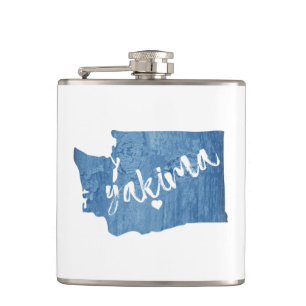 Yakima Washington Wood Grain Hip Flask