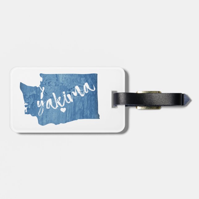 Yakima Washington Wood Grain Luggage Tag (Back Horizontal)