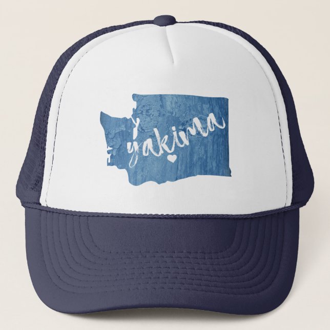 Yakima Washington Wood Grain Trucker Hat (Front)