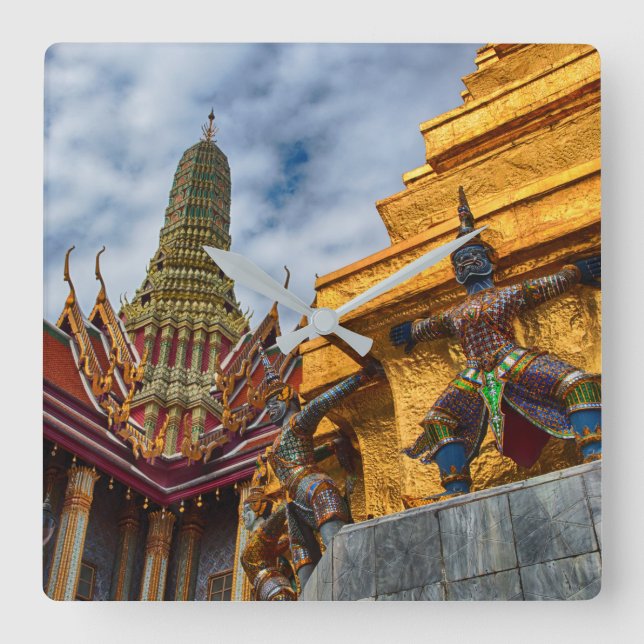 Yaksha at Wat Phra Kaeo Square Wall Clock (Front)