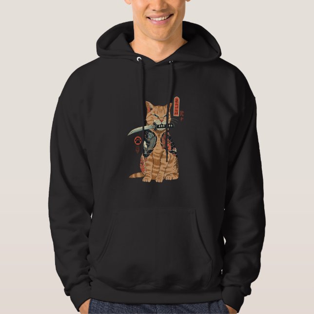 Yakuza Assassin Cat Take A Katana Hoodie (Front)