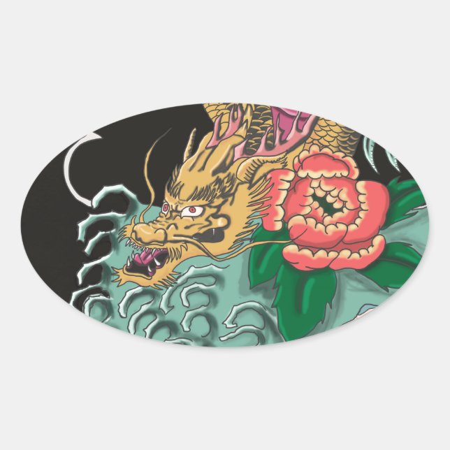 Yakuza Tattoo Oval Sticker (Front)